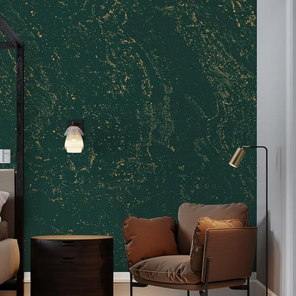 Dimoon 15.7"x78.7"Green Wall Paper Peel and Stick Modern Green and Gold Contact Paper Removable Self-Adhesive Stick on Wallpaper Waterproof Countertops Wallpaper for Kitchen Bathroom Vinyl Roll