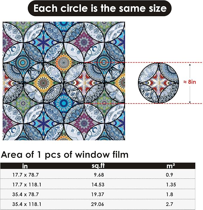 DKTIE Static Cling Decorative Window Film with Installation Tools Non Adhesive Privacy Film Stained Glass Window Film for Bathroom Shower Door Heat Cotrol Anti UV 17.7 x 78.7 Inch