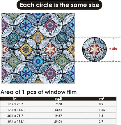 DKTIE Static Cling Decorative Window Film with Installation Tools Non Adhesive Privacy Film Stained Glass Window Film for Bathroom Shower Door Heat Cotrol Anti UV 17.7 x 78.7 Inch