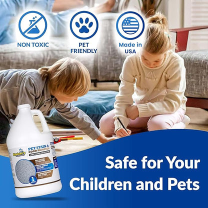 Sheiner's Pet Urine Enzyme Cleaner & Pet Stain & Odor Remover, Advanced Enzymatic Cleaner Solution for Carpets, Rugs, Upholstery & Multi-Surfaces, Safe for Pets & Kids. (128 oz)