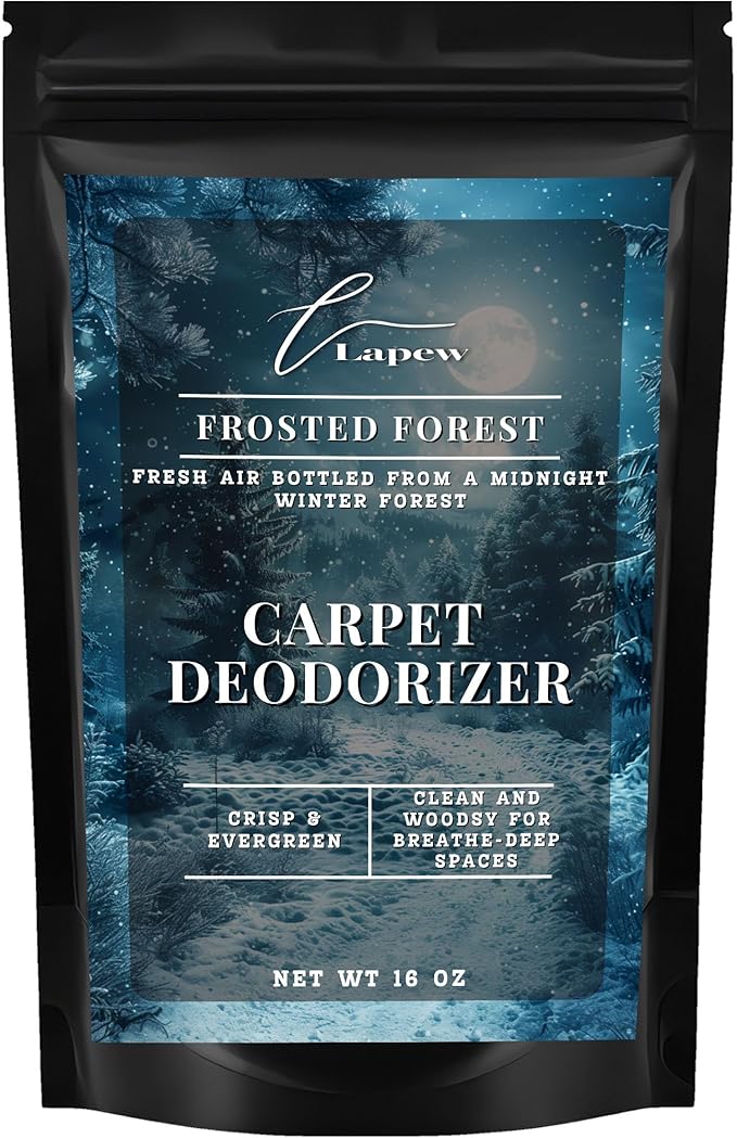 Lapew Frosted Forest Carpet Deodorizer Powder - Pet Safe Freshener for Vacuuming | Scented Odor Eliminator for Home | 16 oz