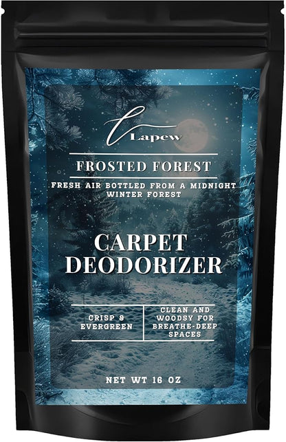 Lapew Frosted Forest Carpet Deodorizer Powder - Pet Safe Freshener for Vacuuming | Scented Odor Eliminator for Home | 16 oz