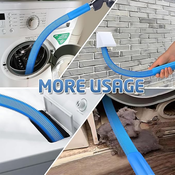 Dryer Vent Cleaner Kit: Vacuum Hose With Brush & Gloves Fits for Vacuums Cleaner, Refrigerator Condenser Coils, and Tight Spaces Behind Appliances, Deep Cleaning Tools for Clogged Ducts