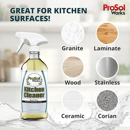 Kitchen Cleaner 16 oz - Daily Cleaning Spray for Countertops, Sink, Cabinets, Appliances, & Stainless Steel Cleaner Revealing Natural Shine & Refreshing Scent - Safe on All Surface