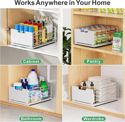 iSPECLE Pull Out Cabinet Drawer - For (12" - 36") Wide Cabinet, No Drilling Ideal for Renter, Easy Slide Out Access Items No More Digging, Large Capacity Store More for Kitchen Pantry Bathroom, 1 Pack