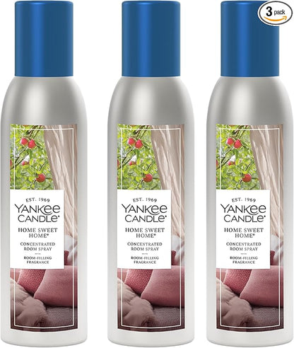 Yankee Candle Concentrated Room Spray Air Freshener, Instant Home Fragrance, Odor Eliminating Spray, Home Sweet Home (Pack of 3)