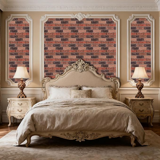 3D Wall Panels Peel and Stick,Faux Brick,Waterproof Self Adhesive Decorative Wall Panelsfor Interior Wall Decor,Living Room,TV Background,Study Room,Fireplace,Bedroom 10 Pcs 30x30cm