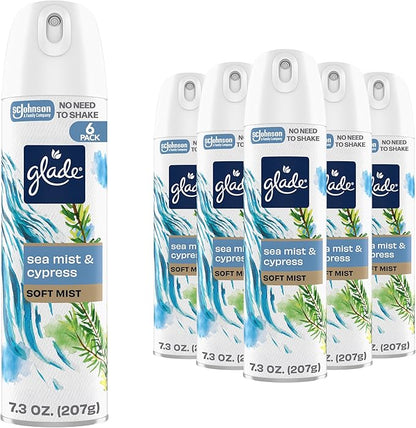 Glade Air Freshener Room Spray, Sea Birch Scent, Odor Fighting to Deliver Long Lasting Freshness, 7.3 Oz, 6 Count