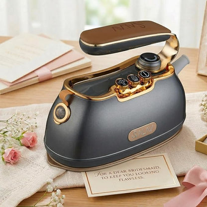 SALAV® Retro Edition Duopress Handheld Garment Steamer & Iron, Ceramic Plate, 1000W, No Drip Steam, Vertical & Horizontal Steam, Titanium - Removes Wrinkles & Refreshes Clothes, Vintage Style