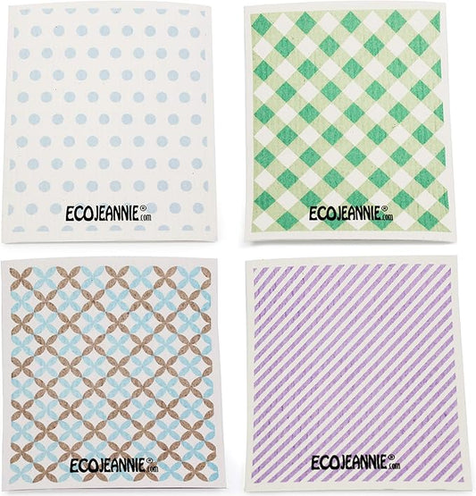 Wholesale EcoJeannie Eco-Friendly German Cleaning Cloth 100% Biodegradable Cellulose Sponge Cloths, Kitchen Cloths, GMO-Free, Reusable - Made in Germany Packaged in P.R.C. (8 Pack)
