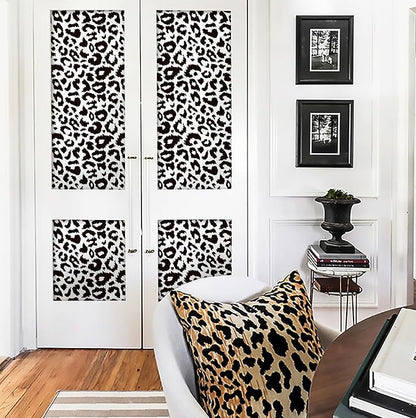 Ismoon Delicate Black and White Peel and Stick Wallpaper 17.3"X393" Leopard Wallpaper Modern White Contact Paper Thickened Removable Self-Adhesive Wall Paper for Home Decoration Vinyl Film Roll