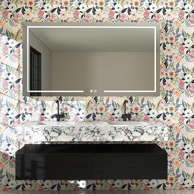 Timeet Floral Wallpaper Peel and Stick Vintage Floral Contact Paper Peel and Stick 17.3" x 120" Flower Wallpaper Boho Leaf Removable Self Adhesive Wall Paper for Cabinets Bedroom Wall Decorative