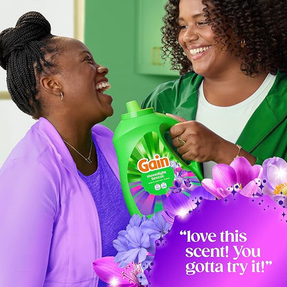 Gain Liquid Laundry Detergent with Odor Defense, Moonlight Breeze Scent, Liquid Detergent And Laundry Soap For HE Washing Machines, 60 fl oz, Pack of 2 (Packaging May Vary)