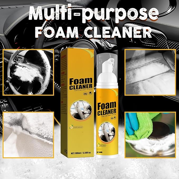 All Purpose Rinse Cleaning Spray, Multi-purpose Foam Cleaner, Car Interior Cleaners, For Leather Car House and Kitchen (1PC)