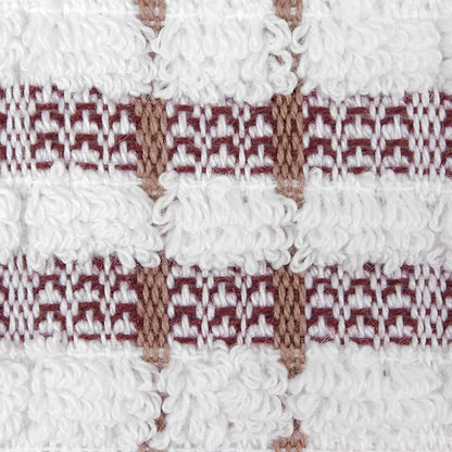 Ritz Royale Collection 100% Combed Terry Cotton, Highly Absorbent, Oversized Checked Kitchen Towel Set, 28" x 18", 2-Pack, Mocha Brown