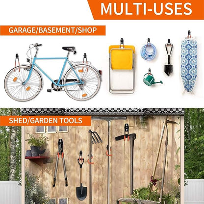 26 Pack Heavy Duty Garage Hooks with 2 Extension Straps, Triple Welded Wall Mount Utility Hangers, 100 Lbs Capacity Utility Hook Tool Organizer for Garage Makeover, Garden, Shed, Hose