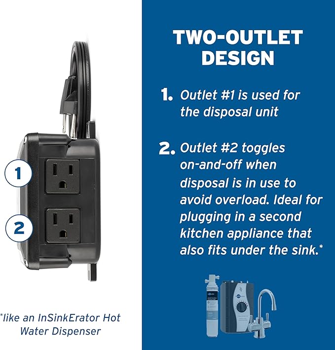 InSinkErator Garbage Disposal Air Switch Kit, Dual Outlet Sink Top Switch Button for All InSinkErator Food Waste Disposer Models, Satin Nickel STS-OOSN