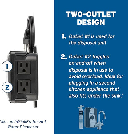InSinkErator Garbage Disposal Air Switch Kit, Dual Outlet Sink Top Switch Button for All InSinkErator Food Waste Disposer Models, Satin Nickel STS-OOSN