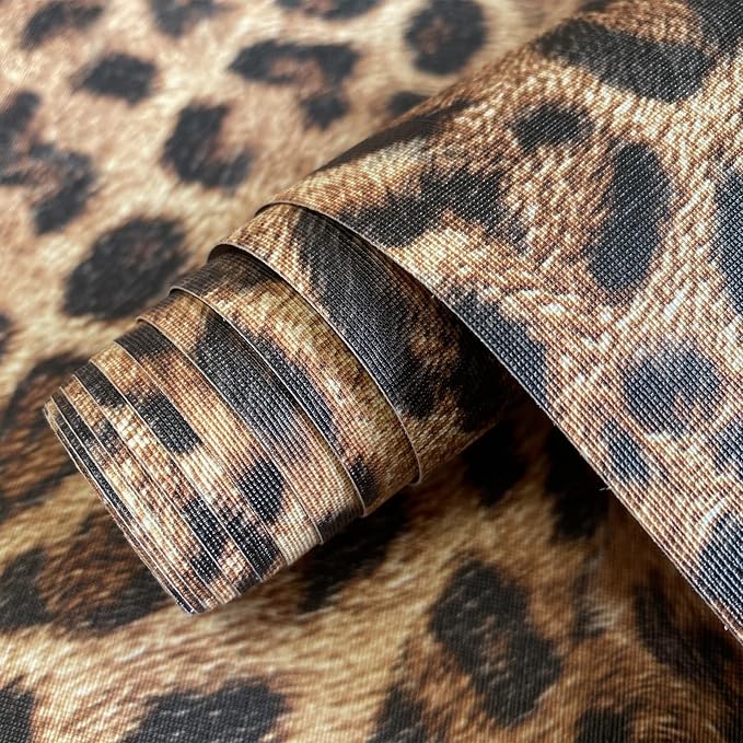 JiffDiff Upgrade Leopard Print Peel and Stick Wallpaper, 17.3" x 1200" Waterproof Removable Self Adhesive Wallpaper, Unique Funky Cheetah Contact Paper for Bedroom, Bathroom, Decor