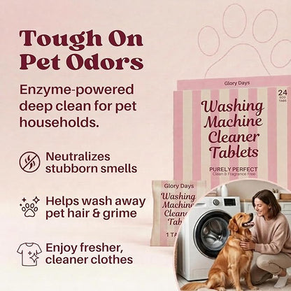 Washing Machine Cleaning Tablets – Odor Remover and Descaler Tabs – Non-Toxic, Eco-Friendly, Biodegradable Washer Cleaner Tablets for HE, Front Load & Top Load Machines (12-Month Supply)
