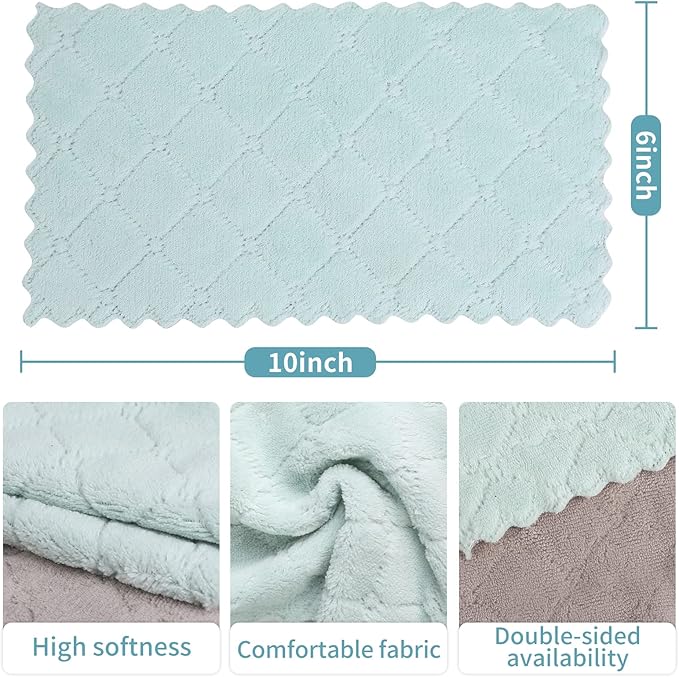 10 Pack Kitchen Dish Cloths Dish Towels,Super Absorbent Coral Fleece Cloth,Premium Dishcloths,Nonstick Oil Washable Fast Drying Dish Rags,Reusable Cloth forTable Chair Dish Glass