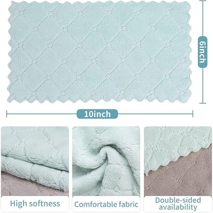 10 Pack Kitchen Dish Cloths Dish Towels,Super Absorbent Coral Fleece Cloth,Premium Dishcloths,Nonstick Oil Washable Fast Drying Dish Rags,Reusable Cloth forTable Chair Dish Glass