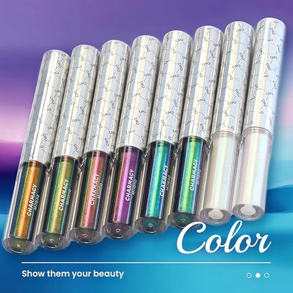 Chameleon Glitter Liquid Eyeliner, Highly Pigmented Intense Color Shifting, Waterproof Eyeliner Metallic Multi-Reflective Finish, Longwearing, Smudge-proof, Ultra-Fine Tip, PINK GOLD GREEN 902