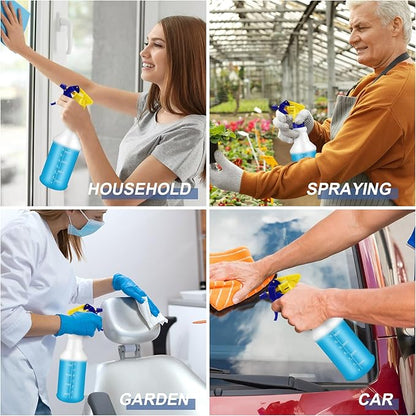 10 Pack Spray Bottles 16 oz Empty Water Spray Bottles for Cleaning Heavy Duty Refillable Squirt ‌container with Measurements Adjustable Nozzle for Household (Blue and Yellow,Stylish Style)
