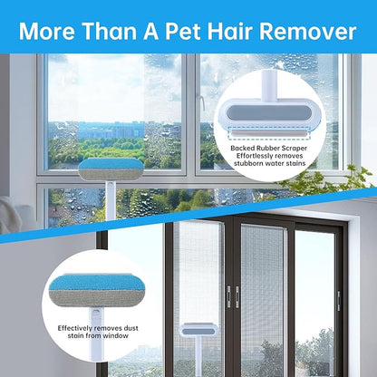 Multifunctional Pet Hair Remover Tool for Furniture, Reusable Washable Dog and Cat Hair Lint Removal Brush, 4 in 1 17.3Inch Extendable, Adjustable Lint Brush