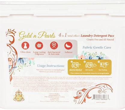 Gold n Pearls 4-in-1 Laundry Pods, Cherry Velvet Scent - Stain Remover, Fabric Softener, Fresh Scent & Deep Clean, 52 Count