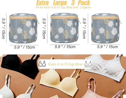 3 Pack Delicates Laundry Bags for Bras and Lingerie – Mesh Wash Bags with Anti-Deformation Structure & Fixed Friction Plates – Prevent Tangling, Snags & Stretching – Ideal for Sports Bras, Travel