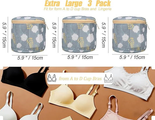 3 Pack Delicates Laundry Bags for Bras and Lingerie – Mesh Wash Bags with Anti-Deformation Structure & Fixed Friction Plates – Prevent Tangling, Snags & Stretching – Ideal for Sports Bras, Travel