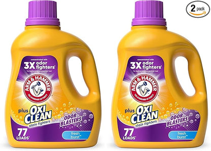 ARM & HAMMER Plus OxiClean Odor Blasters Fresh Burst,77 Loads Liquid Laundry Detergent,100.5 Fl oz,(Pack of 2)