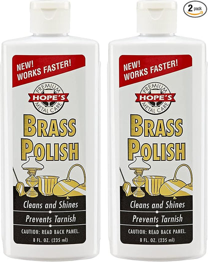HOPE'S Brass Polish and Cleaner, Prevents Tarnish, Safe for Brass, Copper, Chrome, and Sterling Silver, Metal Polish for Cymbals, Trombone, Trumpet, and Other Instruments, 8 oz, Pack of 2