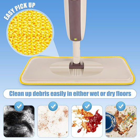HOMTOYOU Reusable Mop Pads for Swiffer PowerMop: 6 Pack Microfiber Pad Refills for Multi-Surface Floor Cleaning - Machine Washable Replacement Sweeping Cloths for 13 ''-15 '' Spray Mop Colorful
