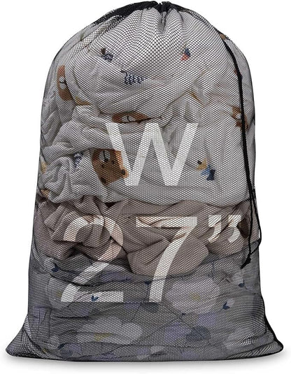 Meowoo Large Mesh Laundry Bag, 27×36inch Heavy Duty Mesh Laundry Bags Drawstring Lockable, Laundry Hamper Liner, Machine Washable, for Travel,Storage, Sports Factories, Dorms, Black 1pcs