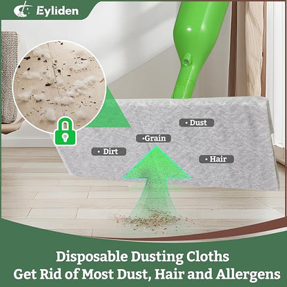 Eyliden Spray Mop for Small Spaces - 360° Swivel Mop with 12 Disposable Cloths, 1 Reusable Pad, 13oz Refillable Bottle | Perfect for Apartments, Dorms & Compact Living