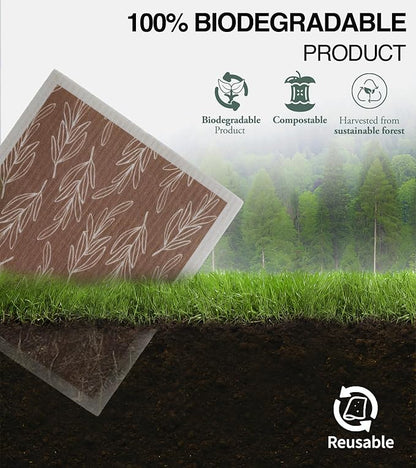 10 PCS Leaf Print Swedish Dishcloths for Kitchen 100% Biodegradable Reusable Cellulose Sponge Cloths Ultra Absorbent, Eco-Friendly Cleaning Towels Dishcloths for Washing Dishes & General Cleaning