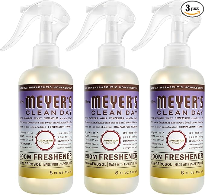 MRS. MEYER'S CLEAN DAY Room Spray, Compassion Flower Scent, 8 Fl Oz Bottle - 3 Pack