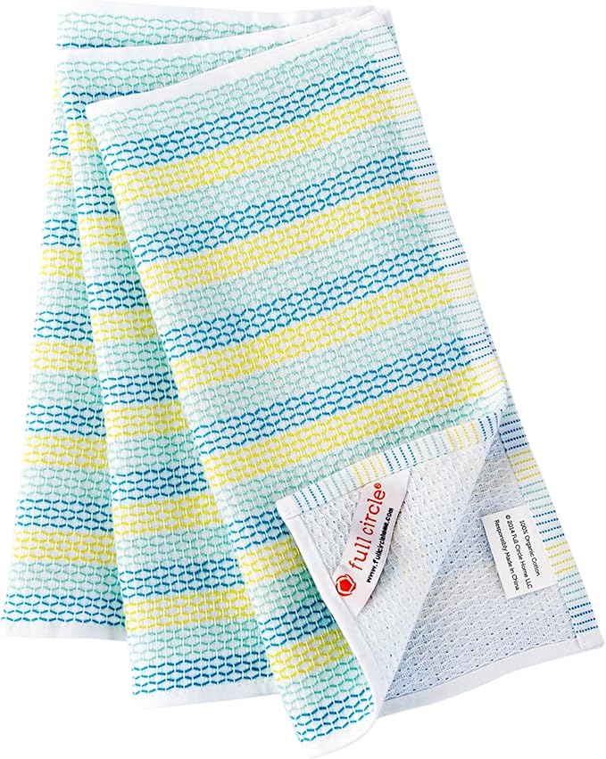Full Circle Tidy 100% Organic Cotton Dish Cloths, Set of 3, Spring Green