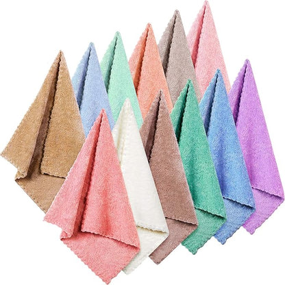 Syhood 12 Pieces Face Wash Cloth 12 x 12 in Makeup Remover Cloths Towel Coral Velvet Facial Microfiber Soft Fast Drying Facial Cleansing Towel for Face(Assorted Color)