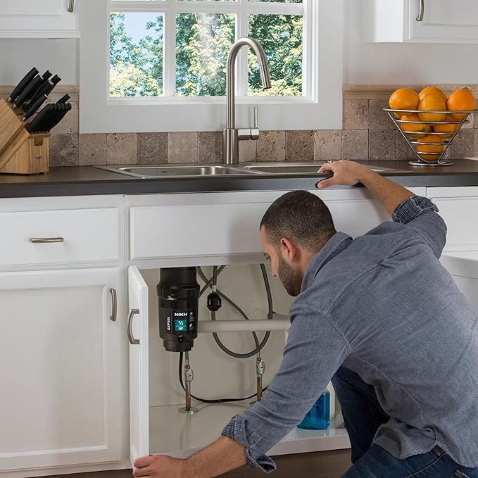 Moen Prep Series PRO Continuous Feed Compact Garbage Disposal for Kitchen Sink with Power Cord, GXP50C