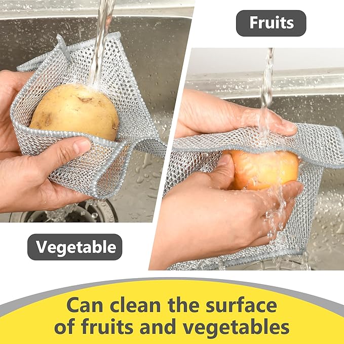 Double-Layer Wire Dishwashing Rag, Non Scratch Wire Dishcloth, Multipurpose Wire Cleaning Cloths for Dry and Wet Cleaning, Metal Dishcloth for Cookware/Sinks/Stove Tops (7.87 x 7.87inch - 10Pcs)
