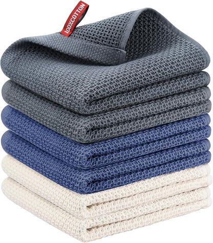 Nialnant 6 Pack Kitchen Towels,Soft Absorbent Quick Drying Dish Cloths,Dish Towels for Drying Dishes,Cleaning Rags-13x28 Inch,Multi Color