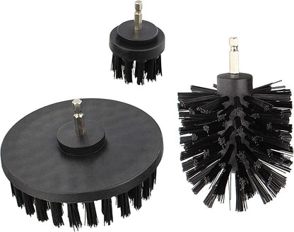 ABN Nylon Scrubber Drill Attachment Cleaning Brush 3pc Set Black Hard Bristles for 1/4in Power Drill, Tough Outdoor Jobs