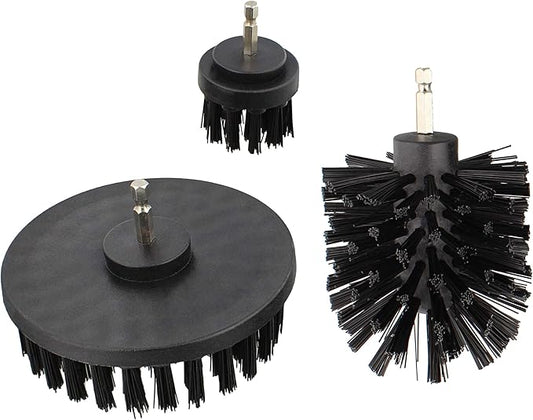 ABN Nylon Scrubber Drill Attachment Cleaning Brush 3pc Set Black Hard Bristles for 1/4in Power Drill, Tough Outdoor Jobs