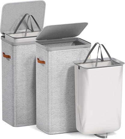 Sorbus Laundry Hamper with Lid - Collapsible Fabric Laundry Basket with Handles and Removable Laundry Bag – 26.5 Gallon (100 L) Dirty Clothes Hamper for Bedroom, bathroom and dorm - 2 Pack (Gray)