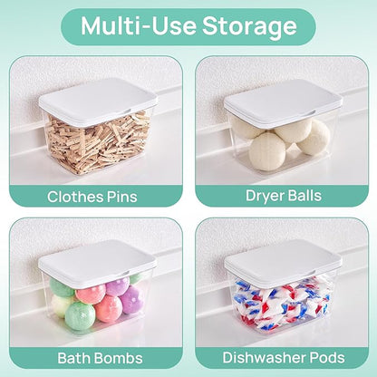 Vtopmart 5 Pack Laundry Pods Container and Dryer Sheet Holder, Detergent Powder Container with Lids &Labels & Scoop for Laundry Room Organization, Laundry Storage for Powder, Pods, Scent Booster Beads