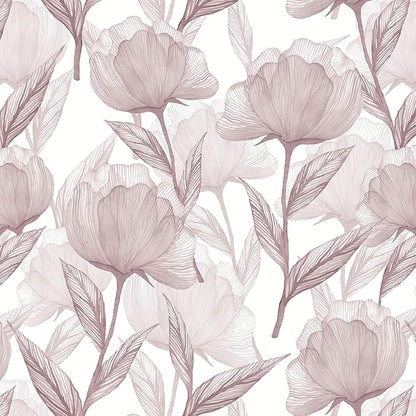 Heroad Peel and Stick Wallpaper Pink Contact Paper Modern Boho Floral Wall Paper for Cabinets Waterproof Removable Wallpaper Self Adhesive for Bathroom Vinyl Roll 17.3"x393"
