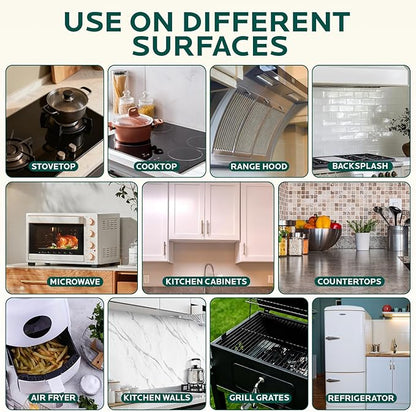 2 Pack Clean Up Kitchen Oil Stains Spray: Foam Cleaner Spray Cuts Through Baked-On Grease on Ovens Stove Tops Grills - Heavy Duty Kitchen Degreaser & Cleaner for Multi-Surface Cookware & Countertop